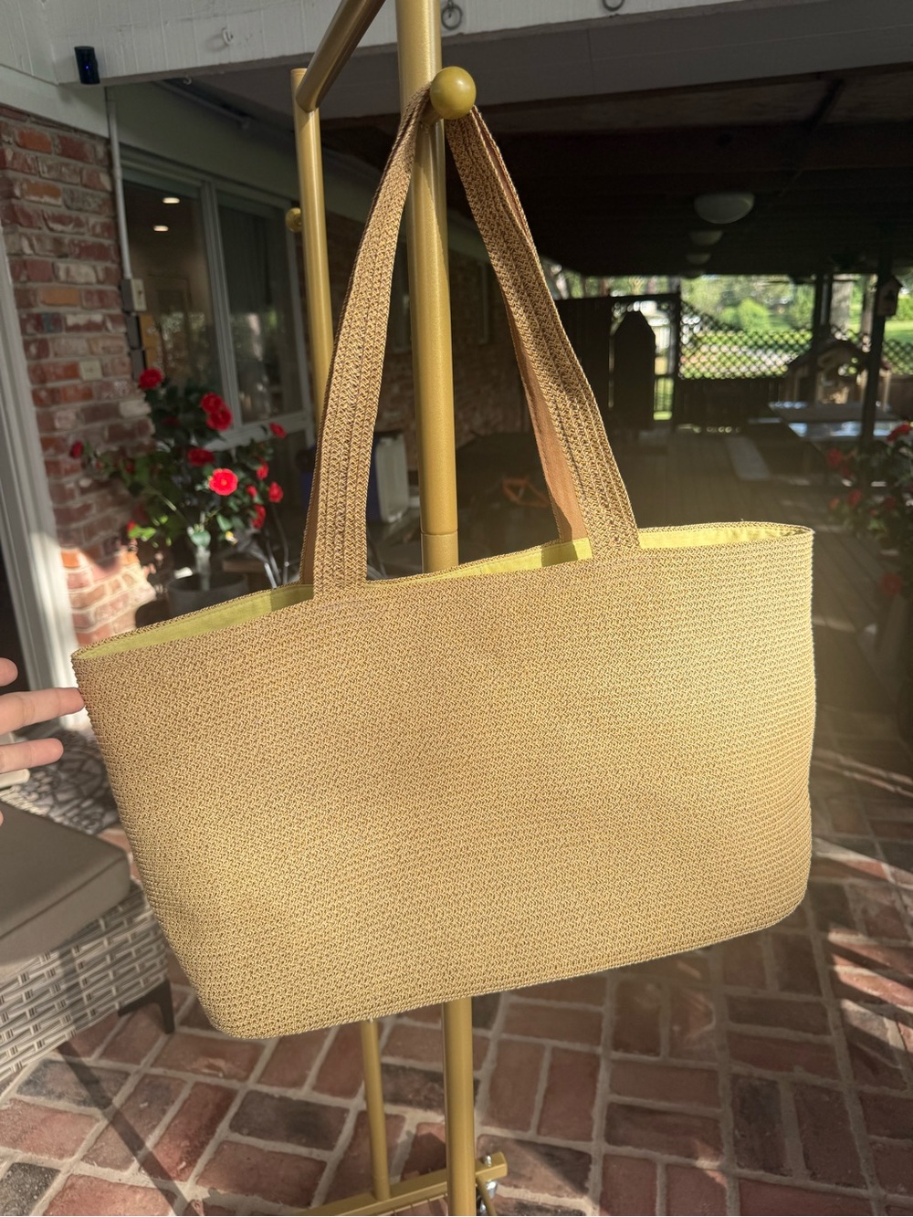 Large Woven Straw Tote Bag Tan Brown Shoulder Bag